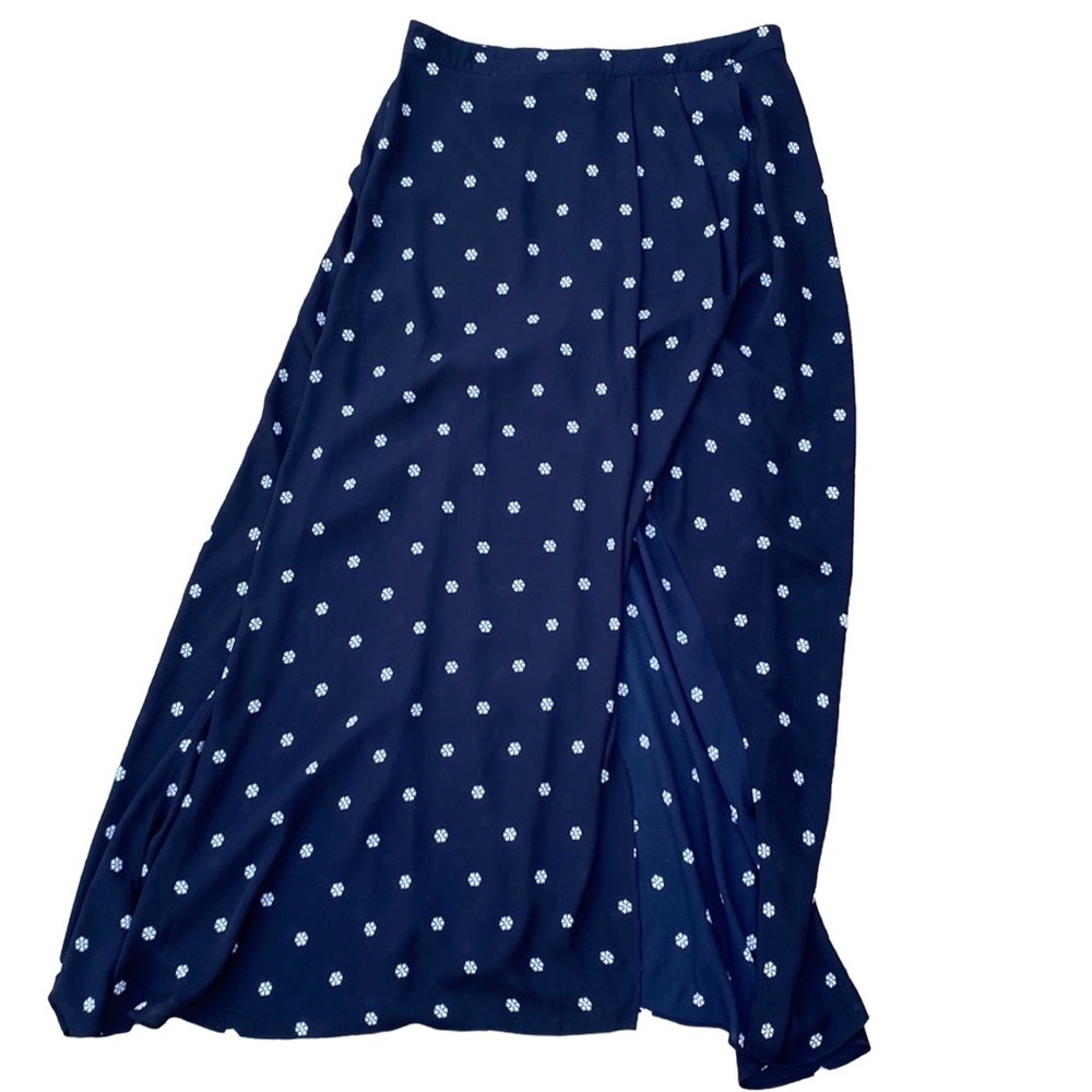 Abercrombie & Fitch Navy Blue Maxi Skirt with White Floral Pattern